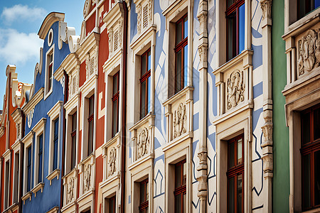 五彩斑斓的建筑街景背景图片