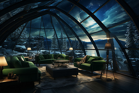 在北极冰窟中的优雅客厅图片