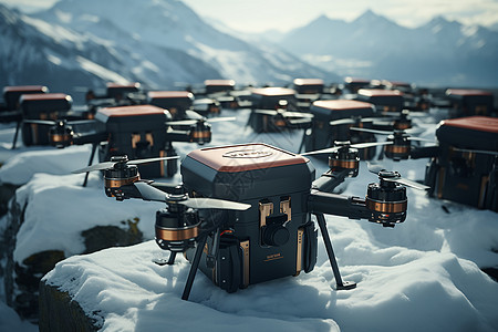 雪地里的无人机背景图片
