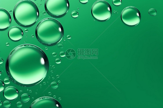 创意透明气泡绿色背景图片