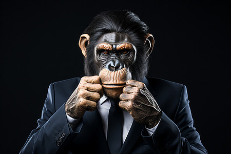 创意艺术的西装大猩猩图片