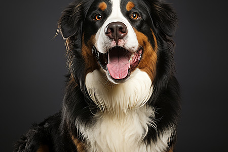 舌头伸出的伯恩山犬图片