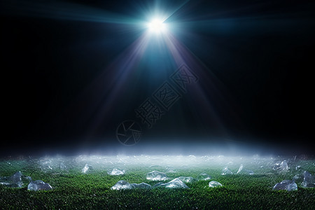 灯光照射的户外足球场图片