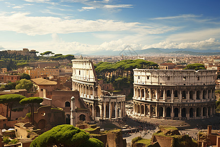 城市中的古罗马建筑背景图片