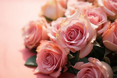 情人节的粉色玫瑰花束图片