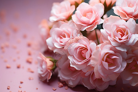 盛开的粉色玫瑰花束图片