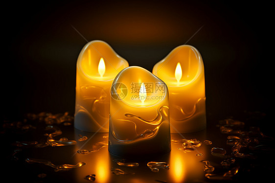 燃烧融化的蜡烛图片