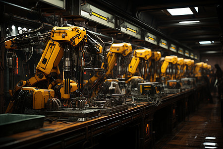 工厂流水线上的自动化机器人图片