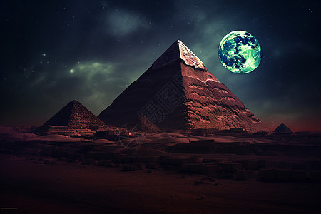 月光下神秘的埃及金字塔图片