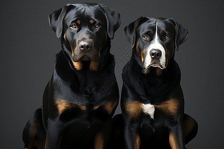 两只黑色的小狗图片
