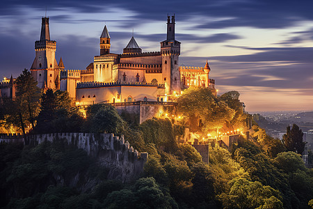 山顶的欧洲古典城堡图片