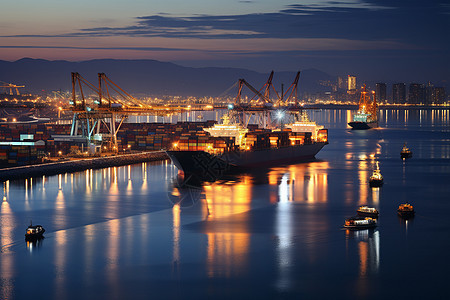 港口的夜景图片