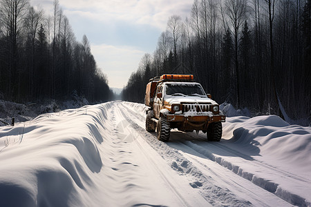 雪地上的越野车图片