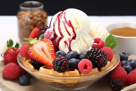 精致的水果冰淇淋图片