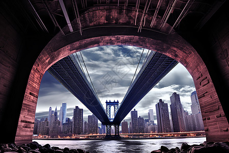 现代城市中的桥梁建筑图片