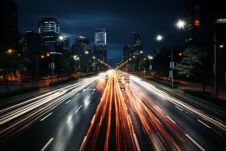 流光溢彩的城市道路图片