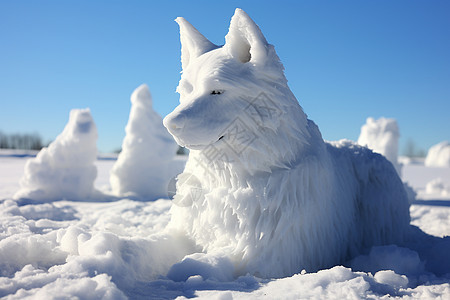 冬日雪地里的冰雕图片