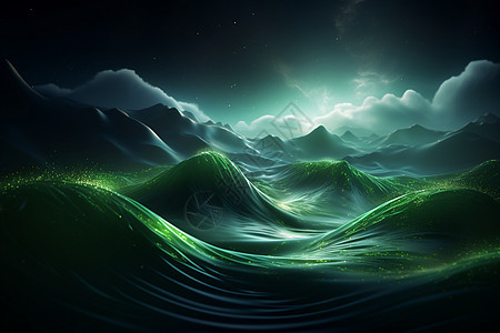 抽象运动的绿色波浪图片