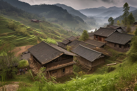 山顶上的房屋图片