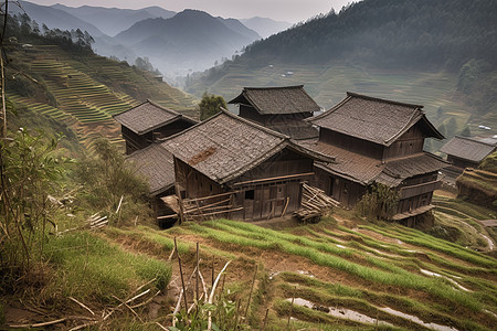 乡村的房屋风光图片