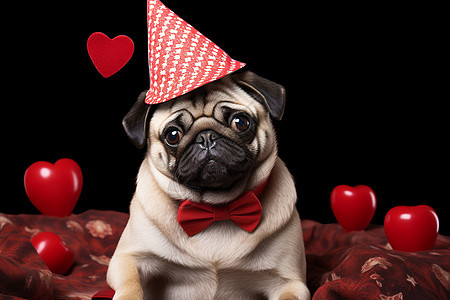 庆祝情人节的小狗图片