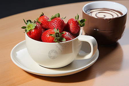 美味的草莓与咖啡背景图片