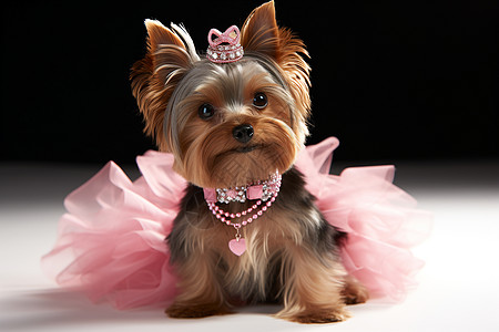 小狗穿粉色裙子图片