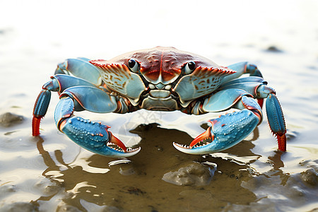 螃蟹在水中撑开腿图片