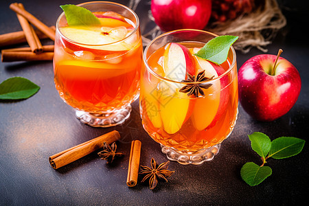 美味的秋日苹果酒图片