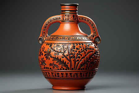 酒罐古雅简约的陶壶设计图片