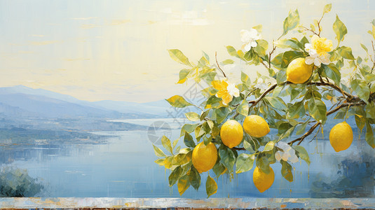绘画的水果柠檬图片