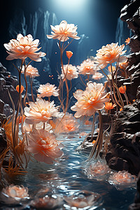 水中的花朵图片