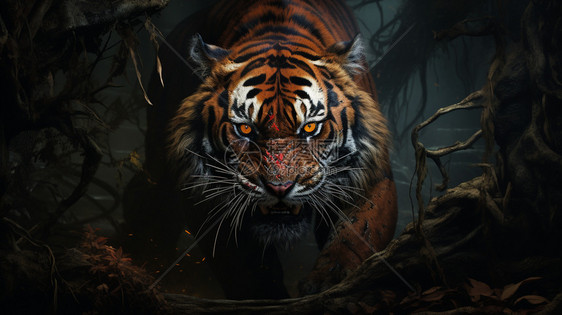 暗夜里的老虎图片