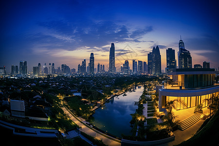 夜幕下的现代城市景观图片