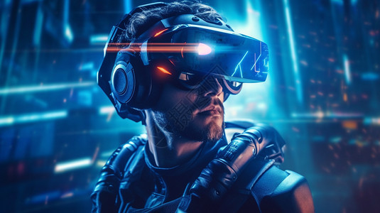 男人戴着VR眼镜图片