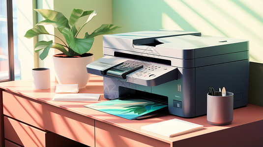 办公桌上的打印机图片