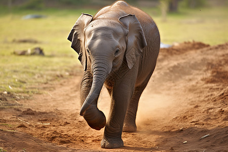 野外新生的小象背景图片