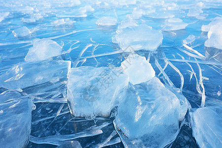冬季冰冻的湖面景观背景图片