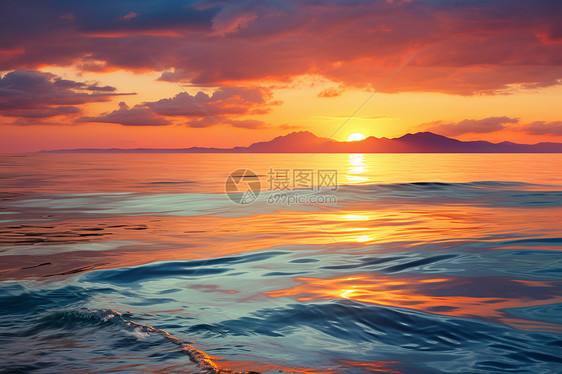 美丽的海上日落景观图片