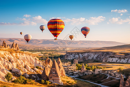 土耳其旅游空中的热气球背景
