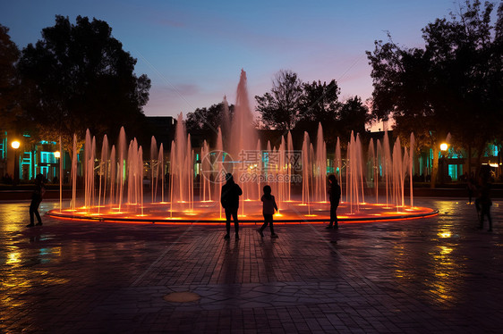 城市公园绚丽的喷泉图片