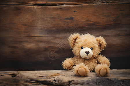 木板上的可爱泰迪熊图片