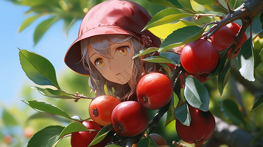 树枝上的新鲜红枣图片