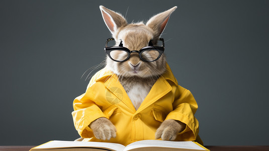 戴眼镜的动物兔子图片