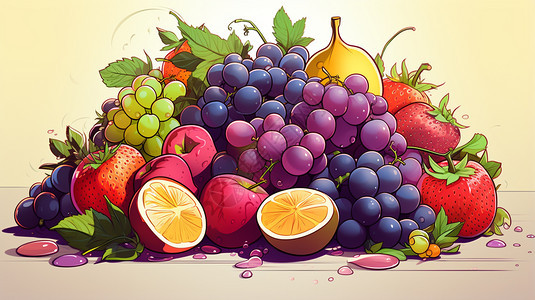 水果插画背景图片