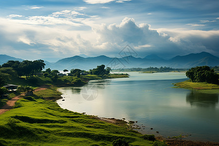 自然风景画自然的湖泊风景画背景