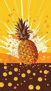 阳光下的菠萝海报背景图片