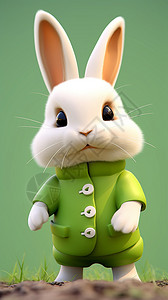 穿着绿衣服的兔子图片