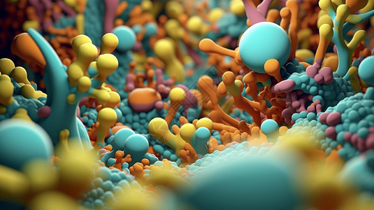生物分子五颜六色的细菌分子插画