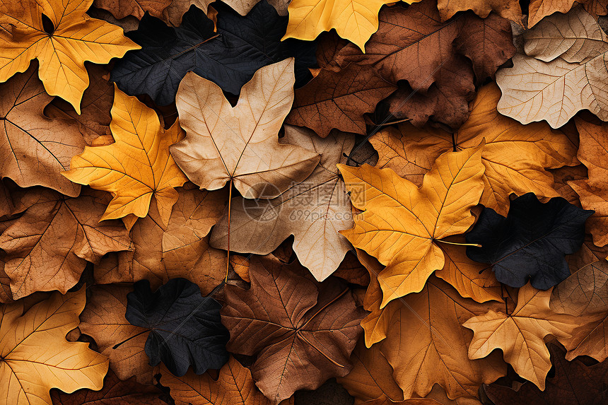 秋日堆积的落叶图片